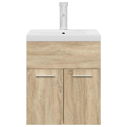 vidaXL Bathroom Sink Cabinet with Built-in Basin and Faucet Sonoma Oak
