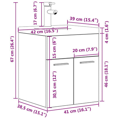 vidaXL Bathroom Sink Cabinet with Built-in Basin and Faucet Sonoma Oak