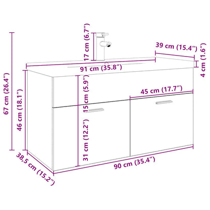 vidaXL Bathroom Sink Cabinet with Built-in Basin Sonoma Oak