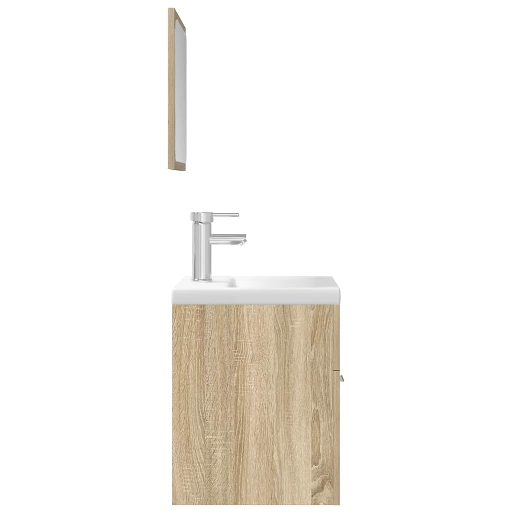 vidaXL 3 Piece Bathroom Furniture Set Sonoma Oak Engineered Wood