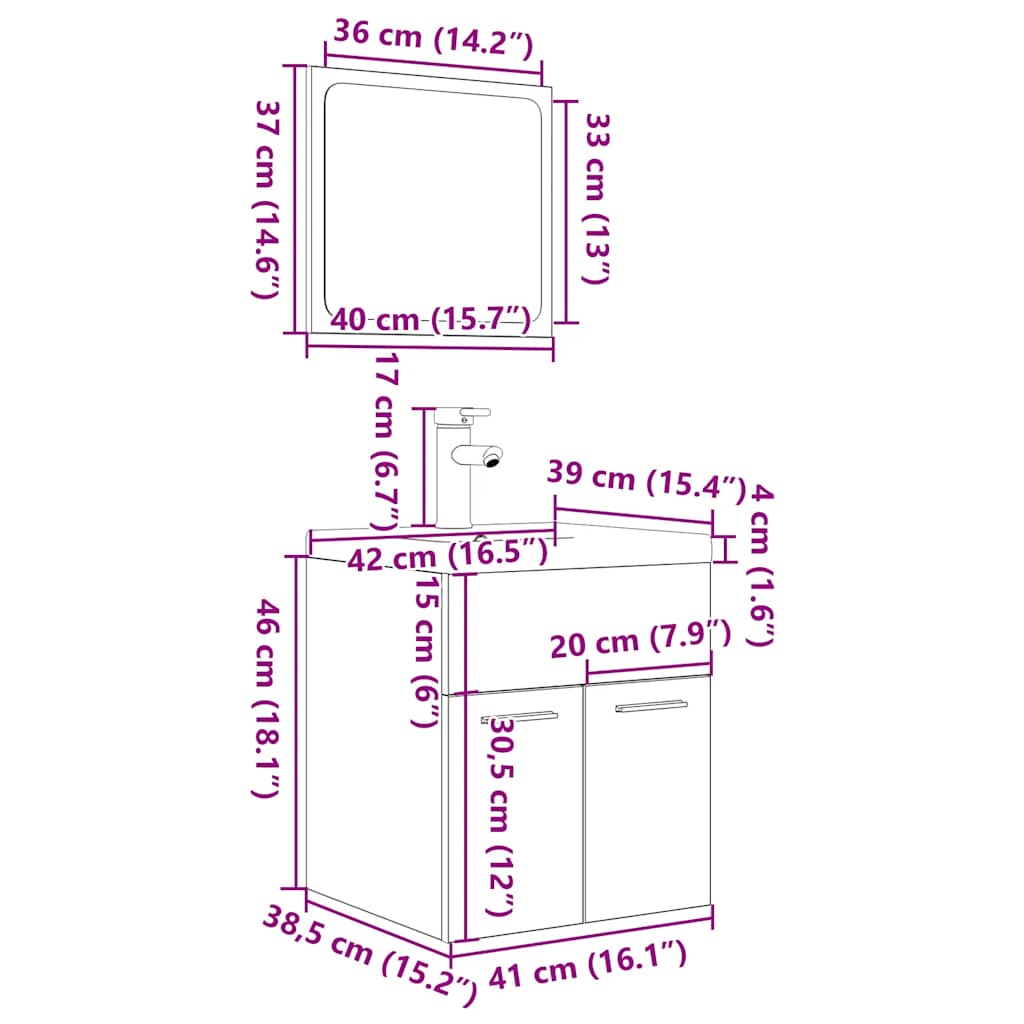 vidaXL 3 Piece Bathroom Furniture Set Sonoma Oak Engineered Wood