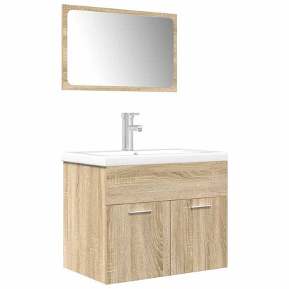 vidaXL 3 Piece Bathroom Furniture Set Sonoma Oak Engineered Wood