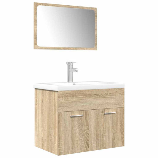 vidaXL 3 Piece Bathroom Furniture Set Sonoma Oak Engineered Wood