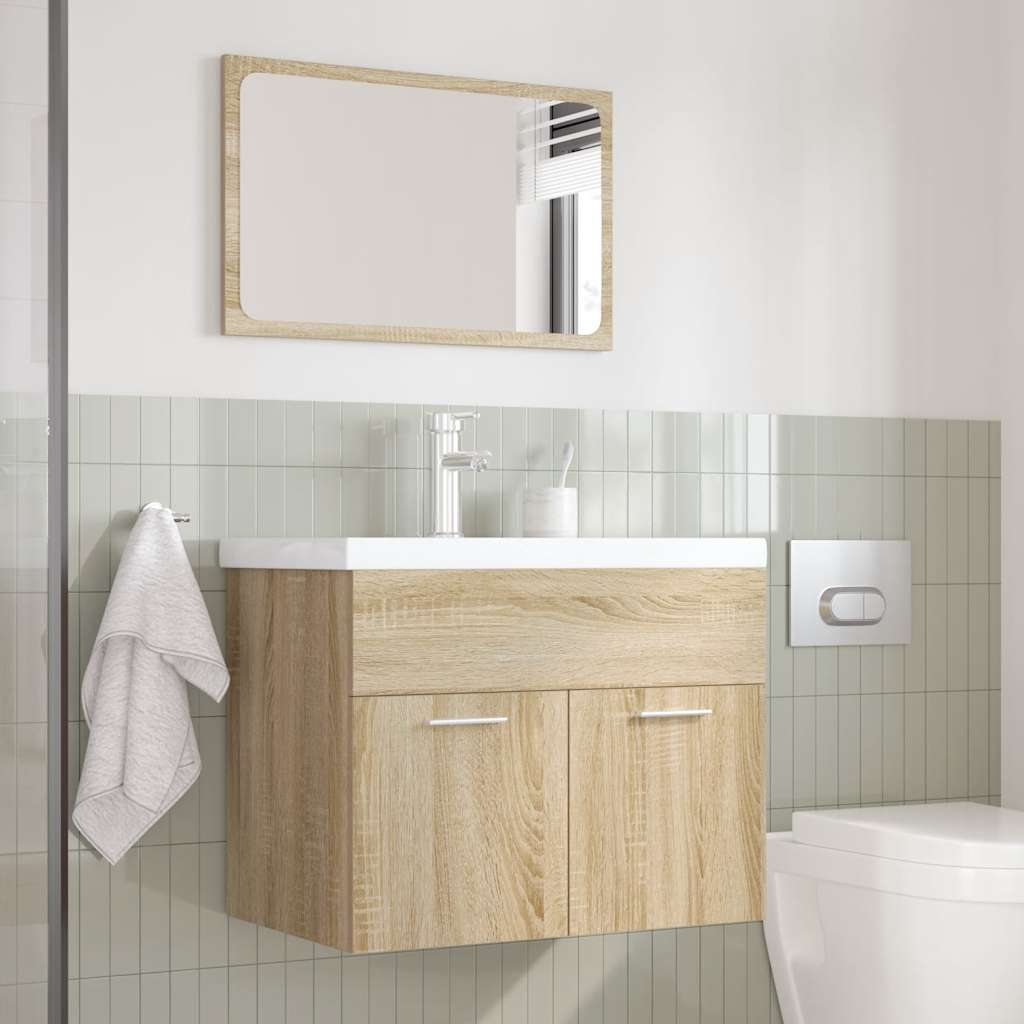 vidaXL 3 Piece Bathroom Furniture Set Sonoma Oak Engineered Wood