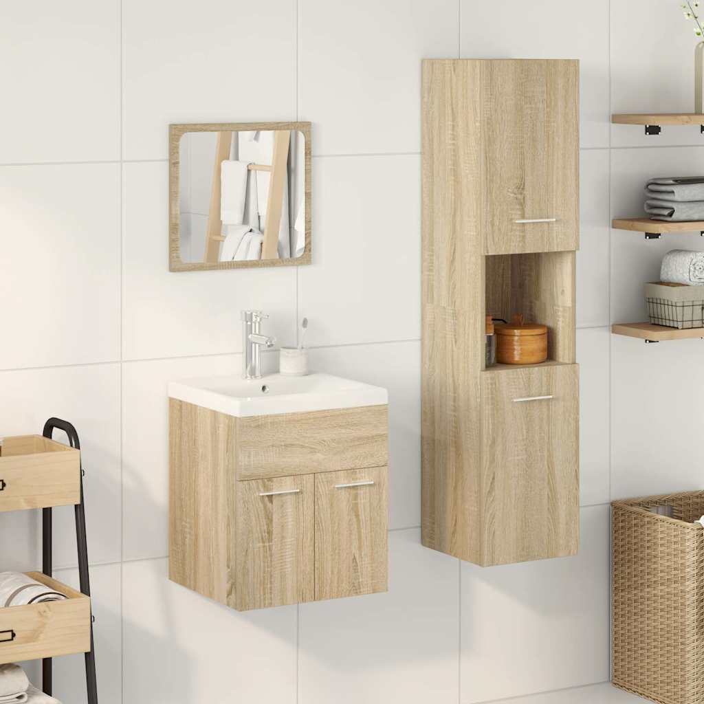 vidaXL 4 Piece Bathroom Furniture Set Sonoma Oak Engineered Wood