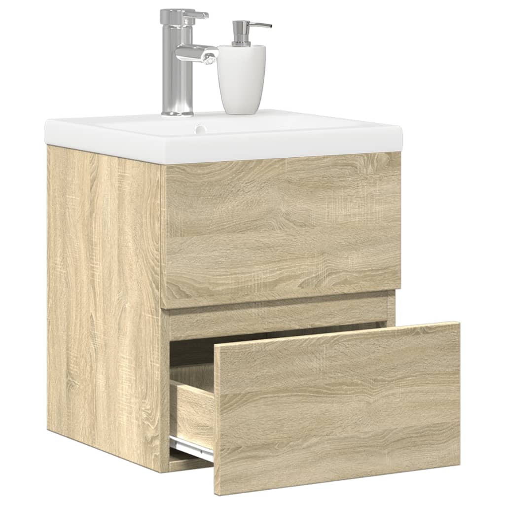 vidaXL 2 Piece Bathroom Furniture Set Sonoma Oak Engineered Wood