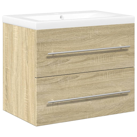 vidaXL 2 Piece Bathroom Furniture Set Sonoma Oak Engineered Wood