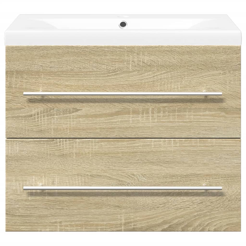 vidaXL 2 Piece Bathroom Furniture Set Sonoma Oak Engineered Wood
