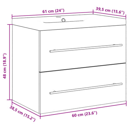 vidaXL 2 Piece Bathroom Furniture Set Sonoma Oak Engineered Wood
