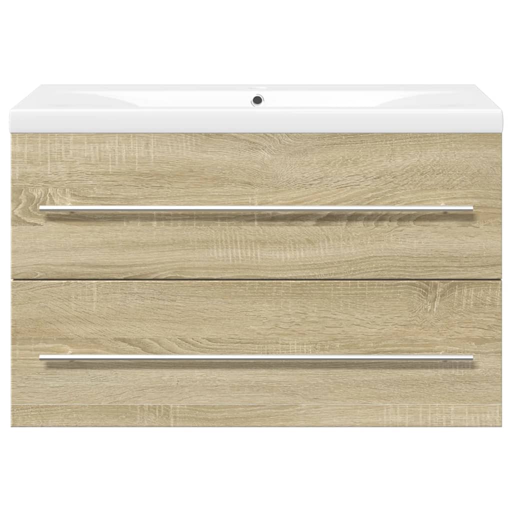 vidaXL 2 Piece Bathroom Furniture Set Sonoma Oak Engineered Wood
