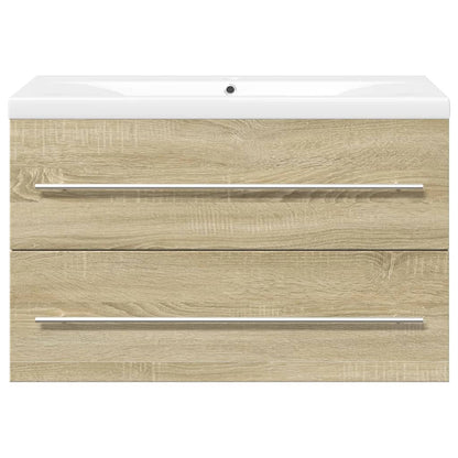 vidaXL 2 Piece Bathroom Furniture Set Sonoma Oak Engineered Wood