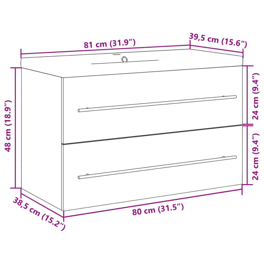 vidaXL 2 Piece Bathroom Furniture Set Sonoma Oak Engineered Wood