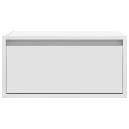 vidaXL Wall-mounted Bedside Cabinet with LED Lights White