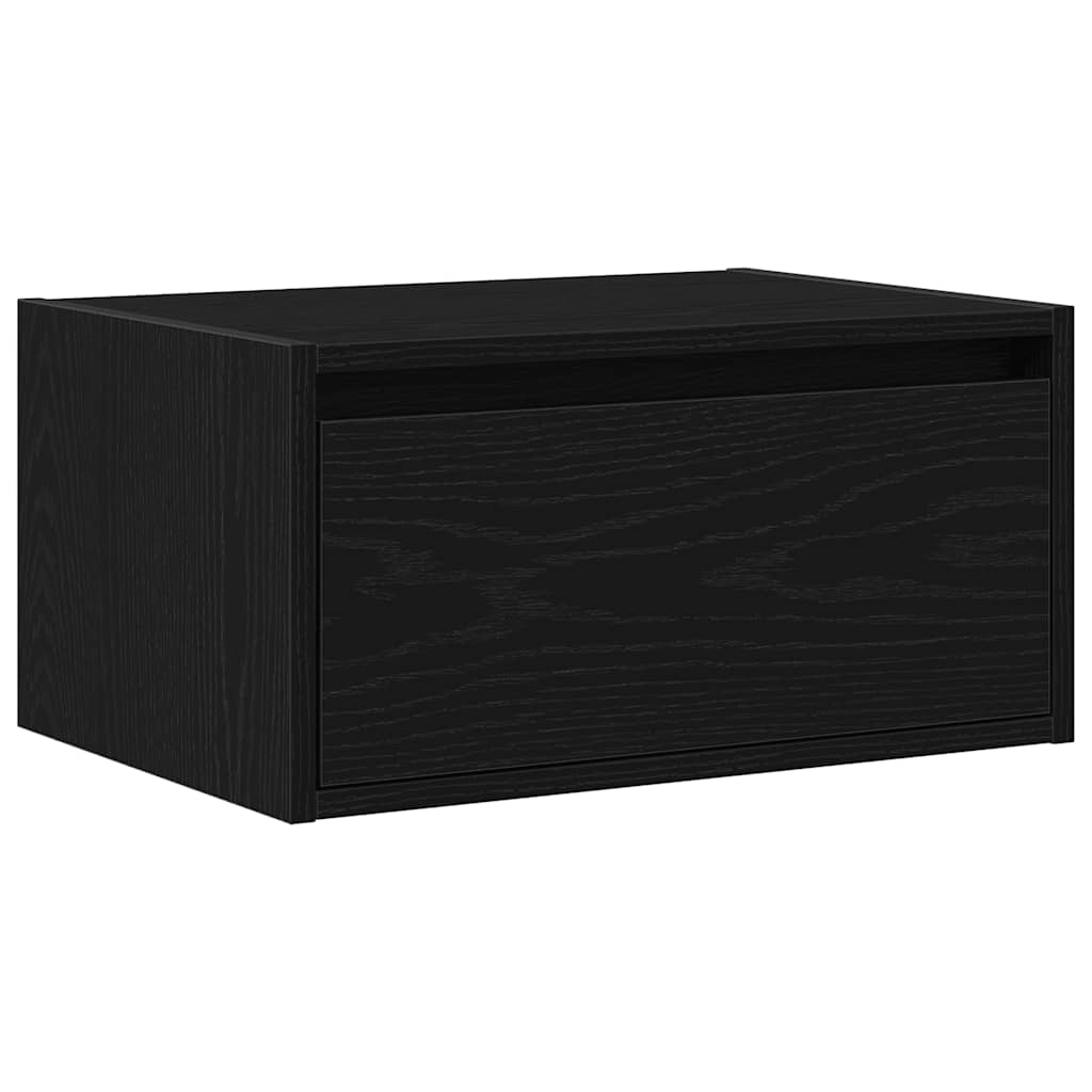vidaXL Wall-mounted Bedside Cabinet with LED Lights Black Oak