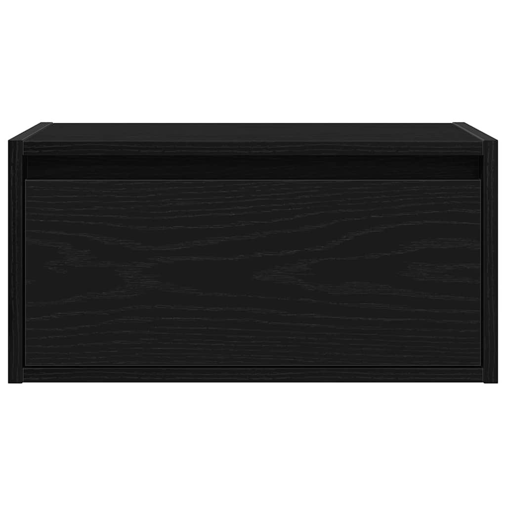 vidaXL Wall-mounted Bedside Cabinet with LED Lights Black Oak