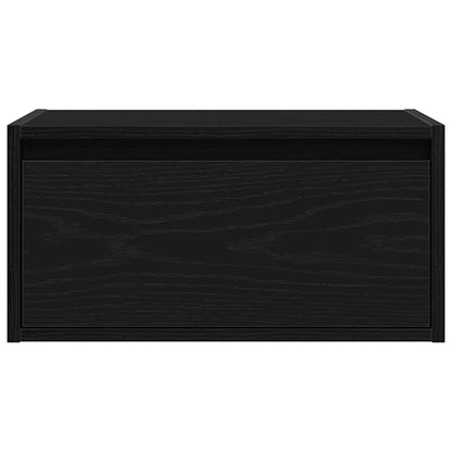 vidaXL Wall-mounted Bedside Cabinet with LED Lights Black Oak