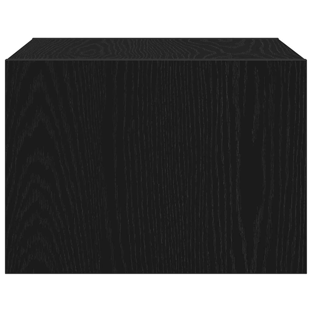 vidaXL Wall-mounted Bedside Cabinet with LED Lights Black Oak