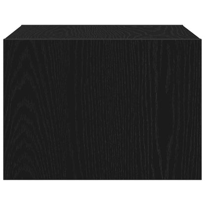 vidaXL Wall-mounted Bedside Cabinet with LED Lights Black Oak
