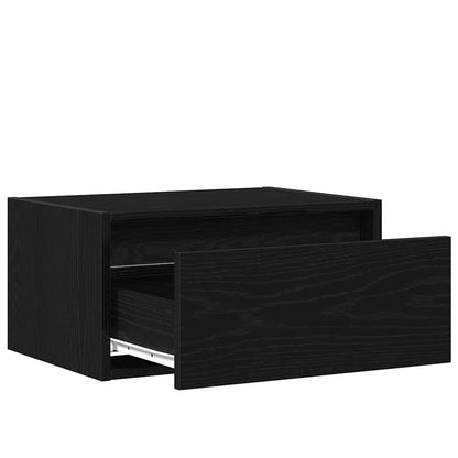 vidaXL Wall-mounted Bedside Cabinet with LED Lights Black Oak