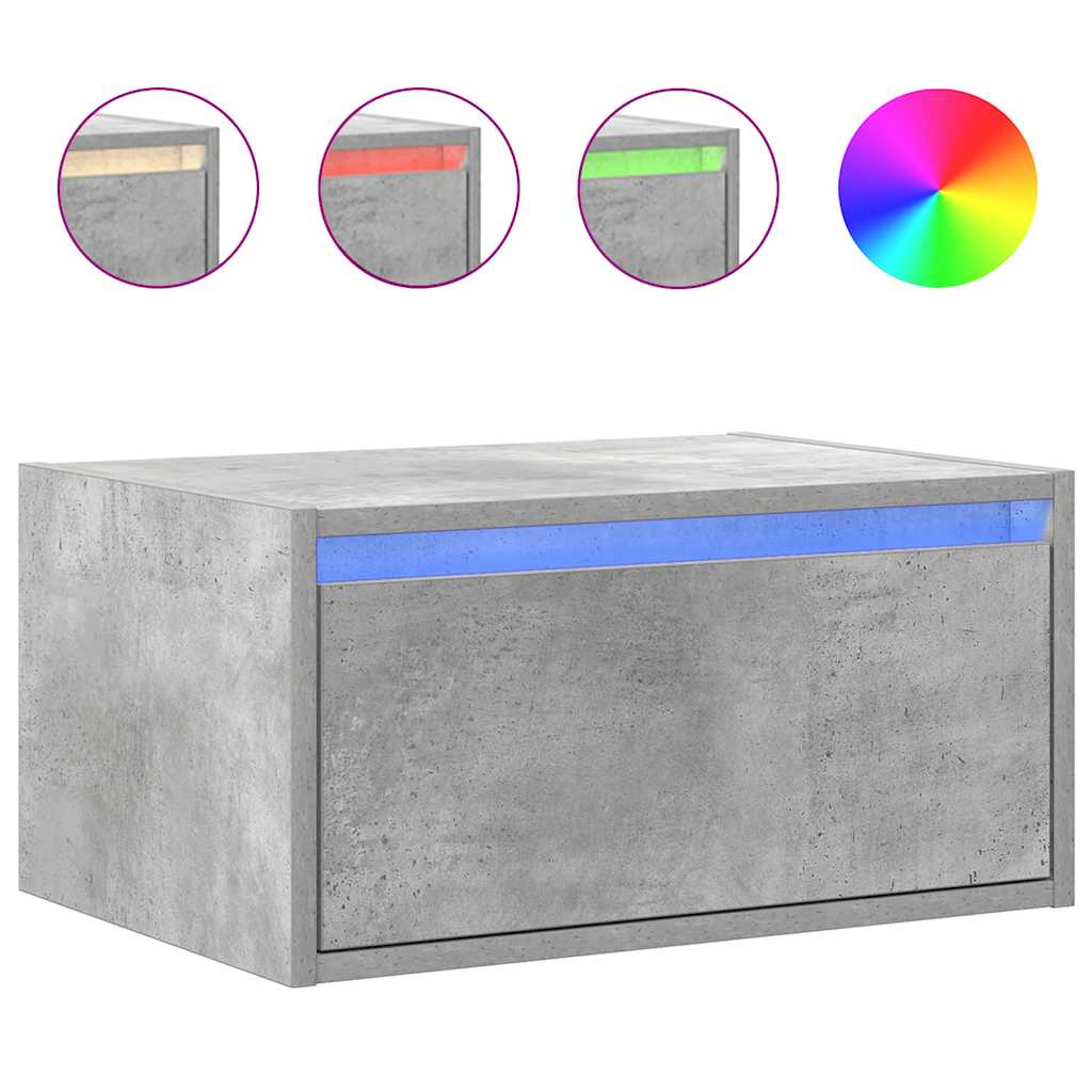 vidaXL Wall-mounted Bedside Cabinet | Concrete grey | Engineered wood | Medium