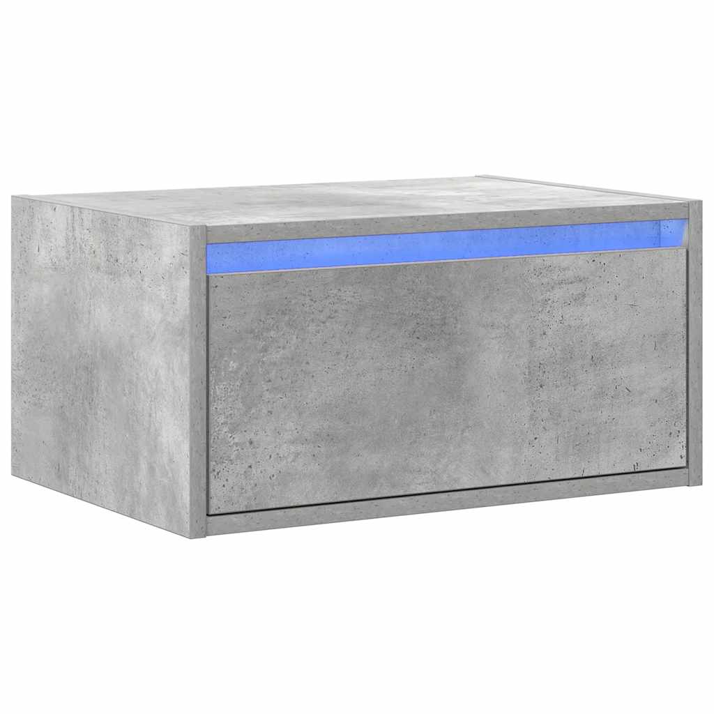 vidaXL Wall-mounted Bedside Cabinet | Concrete grey | Engineered wood | Medium