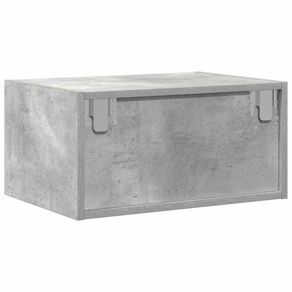 vidaXL Wall-mounted Bedside Cabinet | Concrete grey | Engineered wood | Medium