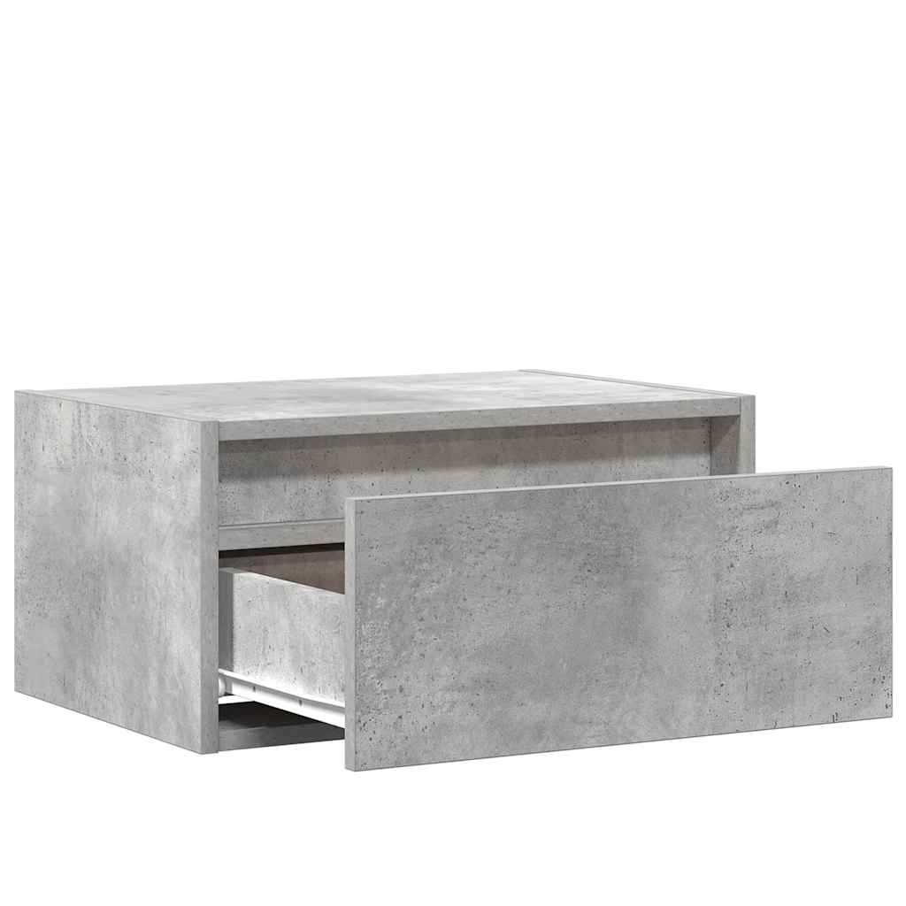 vidaXL Wall-mounted Bedside Cabinet | Concrete grey | Engineered wood | Medium