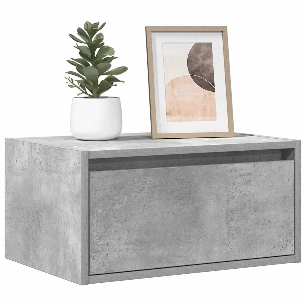 vidaXL Wall-mounted Bedside Cabinet | Concrete grey | Engineered wood | Medium