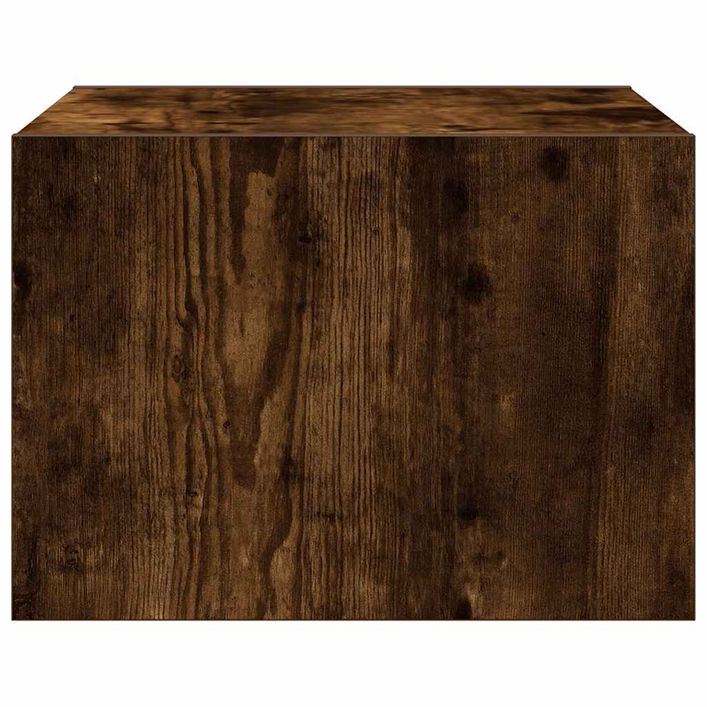 vidaXL Wall-mounted Bedside Cabinet with LED Lights Smoked Oak