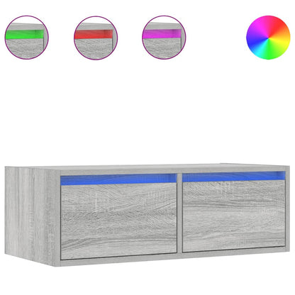 vidaXL TV Cabinet with LED Lights Grey Sonoma 75x35.5x25 cm