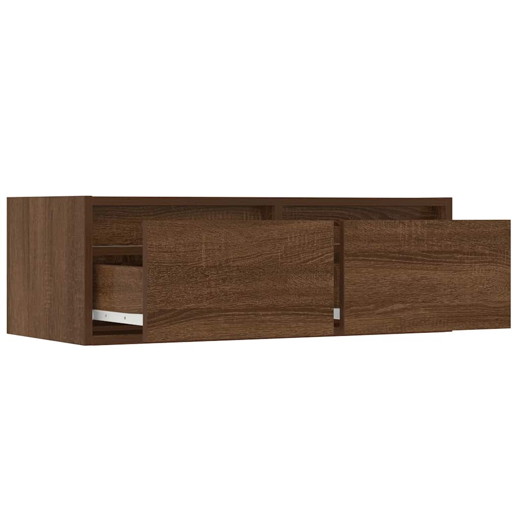 vidaXL TV Cabinet with LED Lights Brown Oak 75x35.5x25 cm