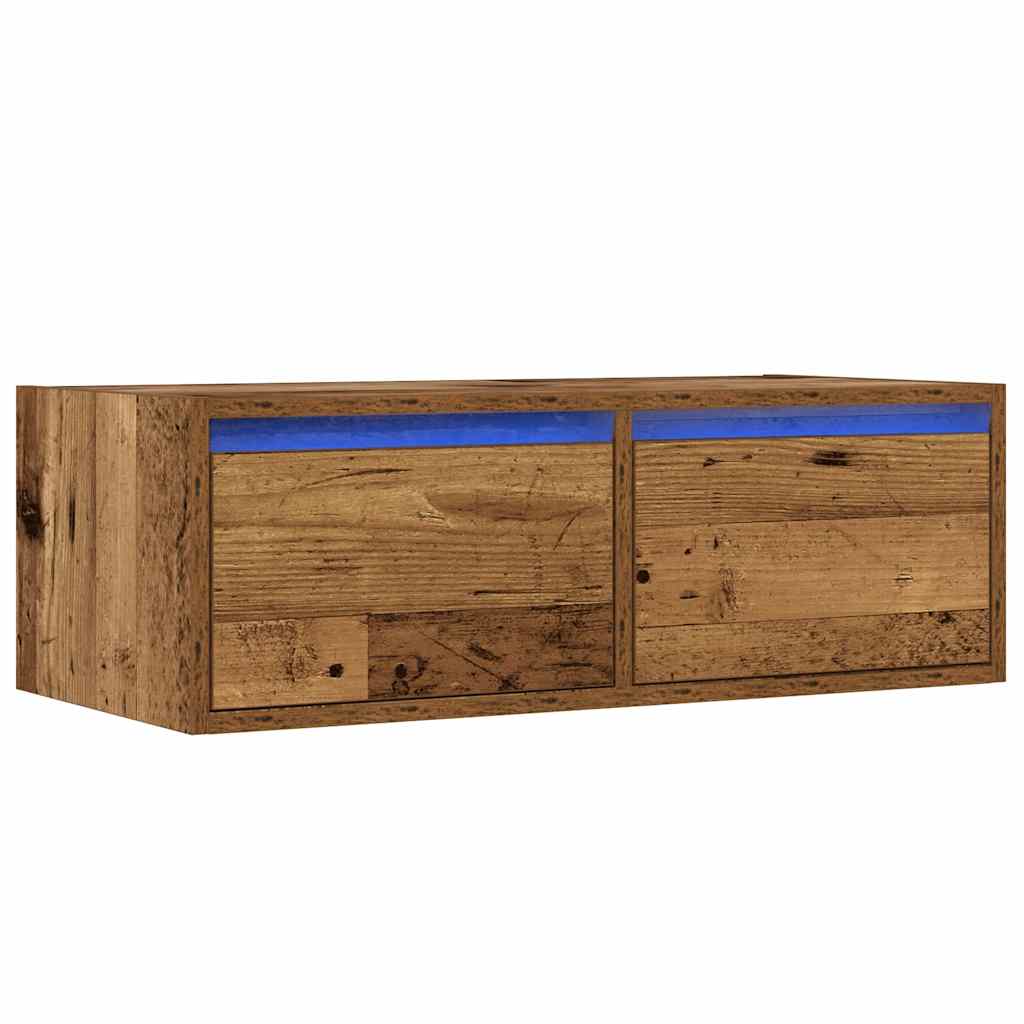 vidaXL TV Cabinet with LED Lights Old Wood 75x35.5x25 cm