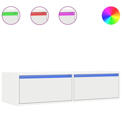 vidaXL TV Cabinet with LED Lights White 100X35.5x25 cm