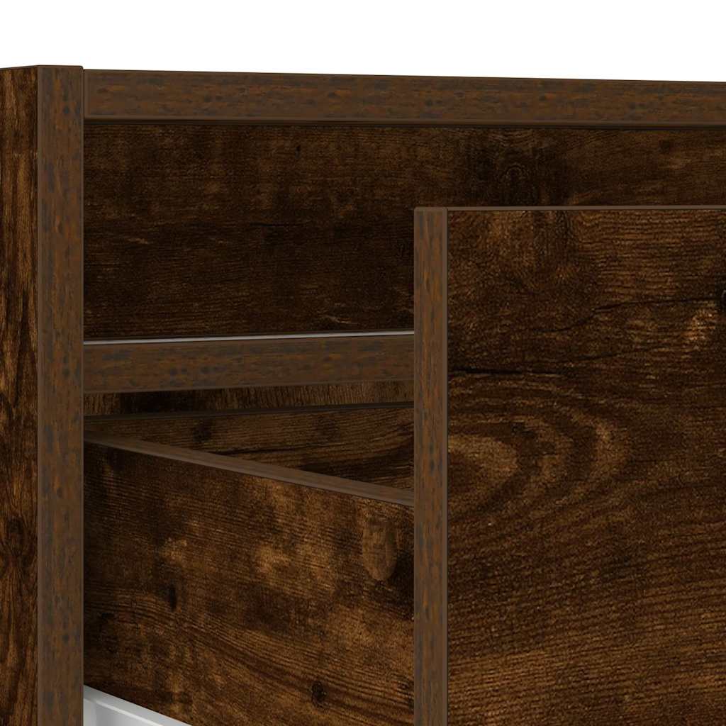 vidaXL TV Cabinet with LED Lights Smoked Oak 100X35.5x25 cm