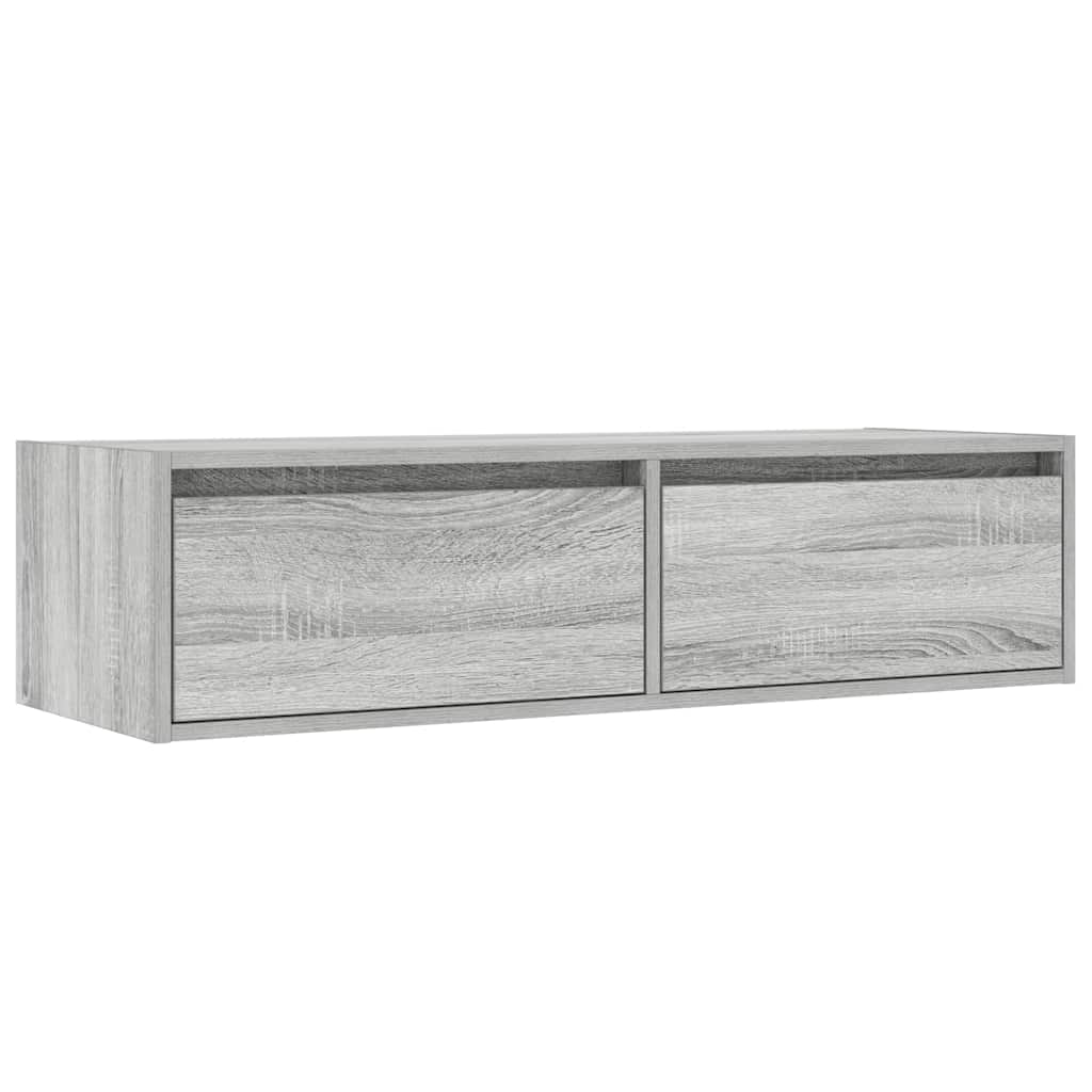 vidaXL TV Cabinet with LED Lights Grey Sonoma 100X35.5x25 cm