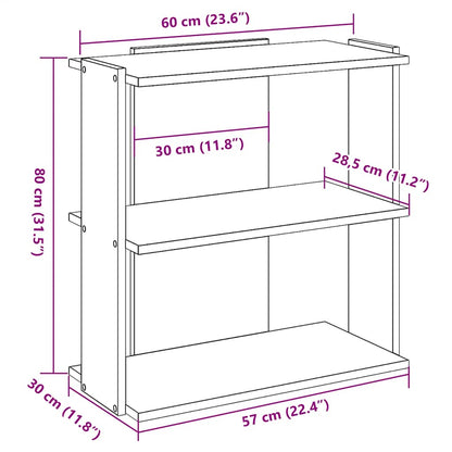 vidaXL Bookcase 3-Tier White 60x30x80 cm Engineered Wood