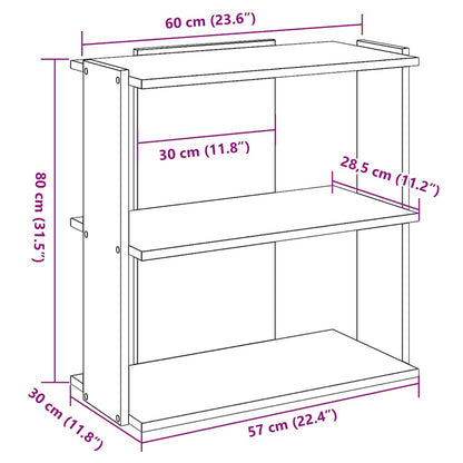 vidaXL Bookcase 3-Tier Old Wood 60x30x80 cm Engineered Wood