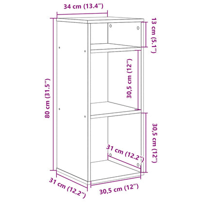 vidaXL Book Cabinet Old Wood 34x31x80 cm Engineered Wood