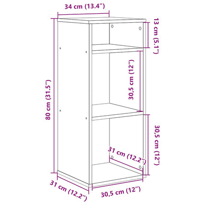 vidaXL Book Cabinet Grey Sonoma 34x31x80 cm Engineered Wood