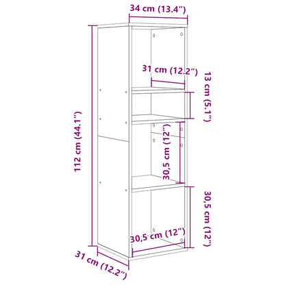vidaXL Book Cabinet Smoked Oak 34x31x112 cm Engineered Wood