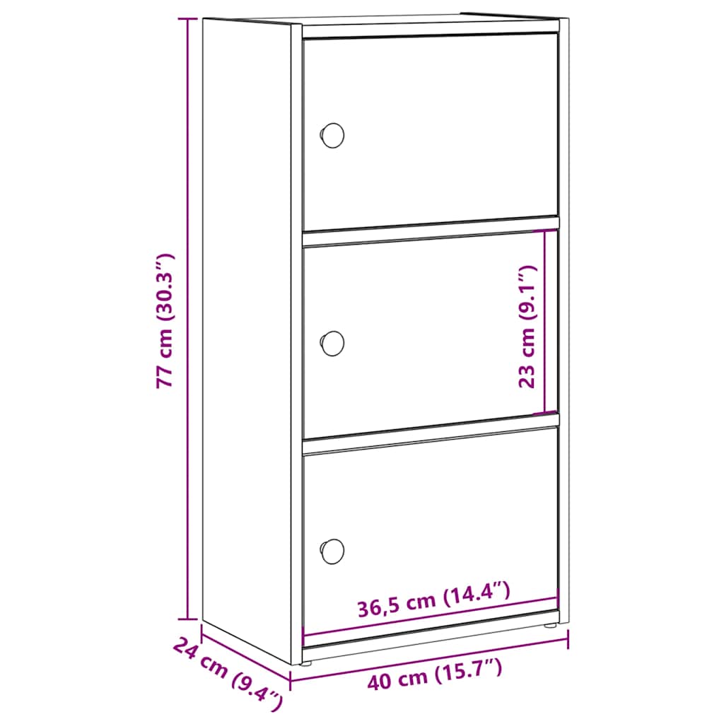 vidaXL Bookcase Sonoma Oak 40x24x77 cm Engineered Wood