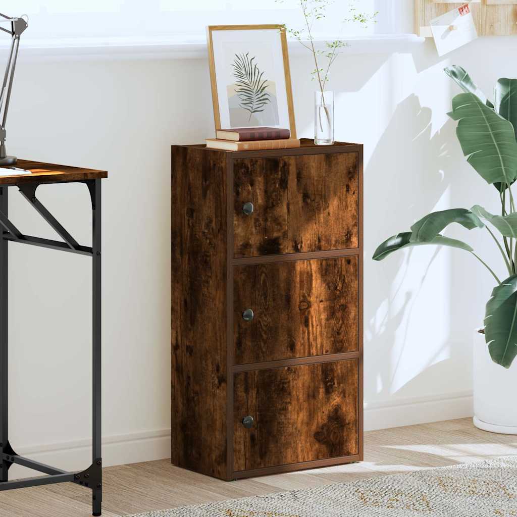 vidaXL Bookcase Smoked Oak 40x24x77 cm Engineered Wood