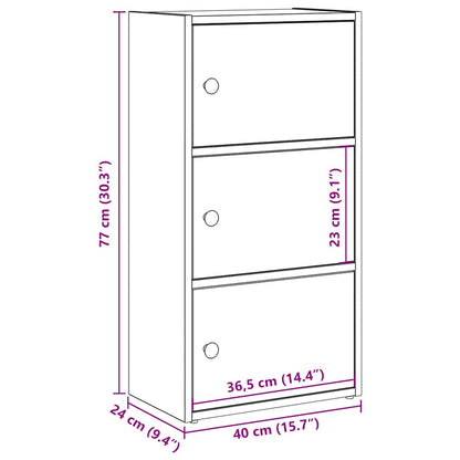 vidaXL Bookcase Grey Sonoma 40x24x77 cm Engineered Wood