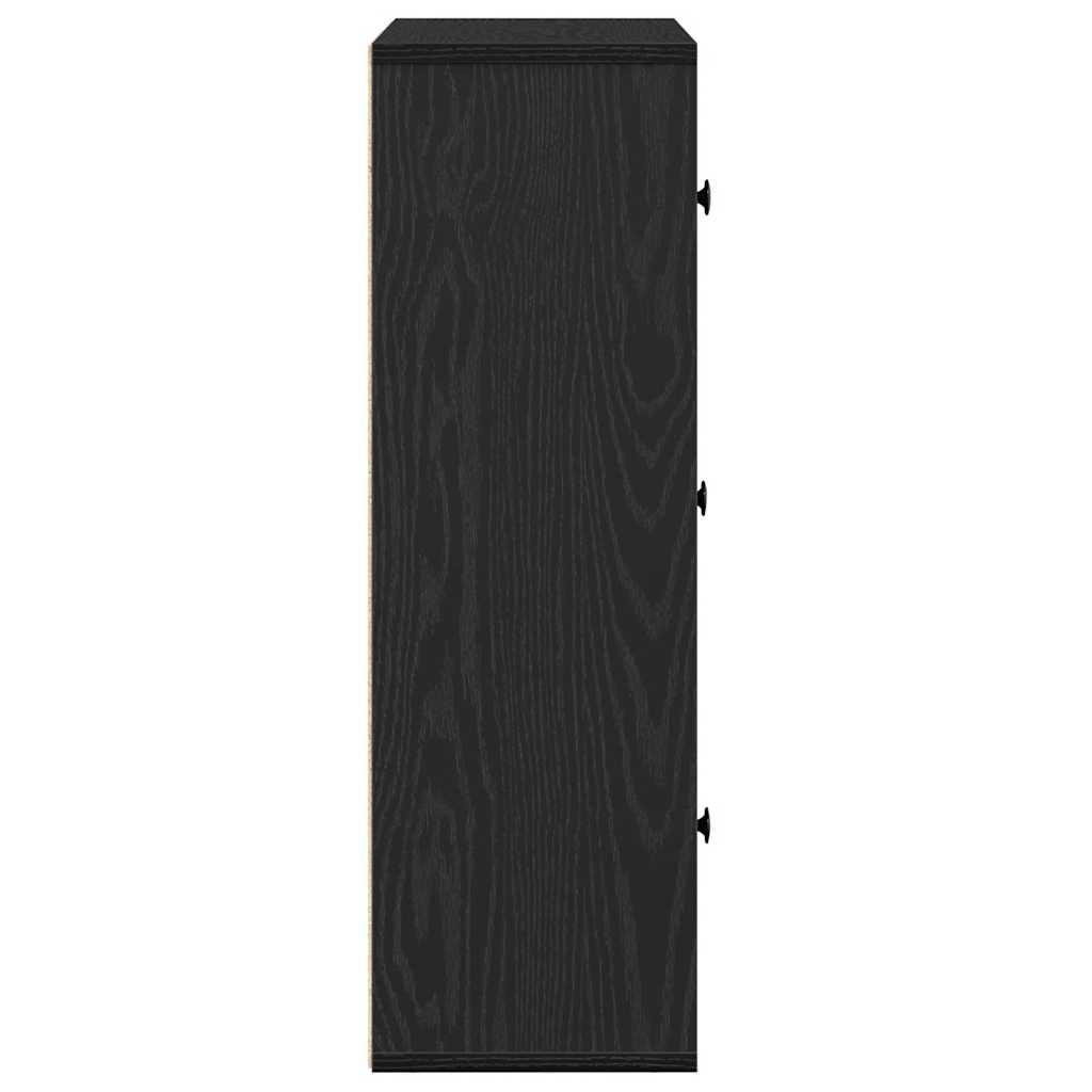vidaXL Bookcase Black Oak 60x24x76,5 cm Engineered Wood