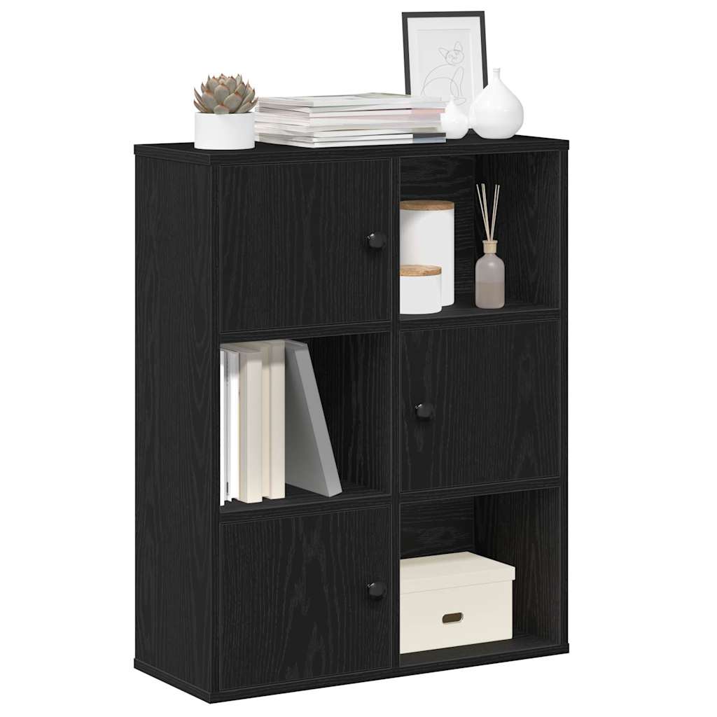 vidaXL Bookcase Black Oak 60x24x76,5 cm Engineered Wood