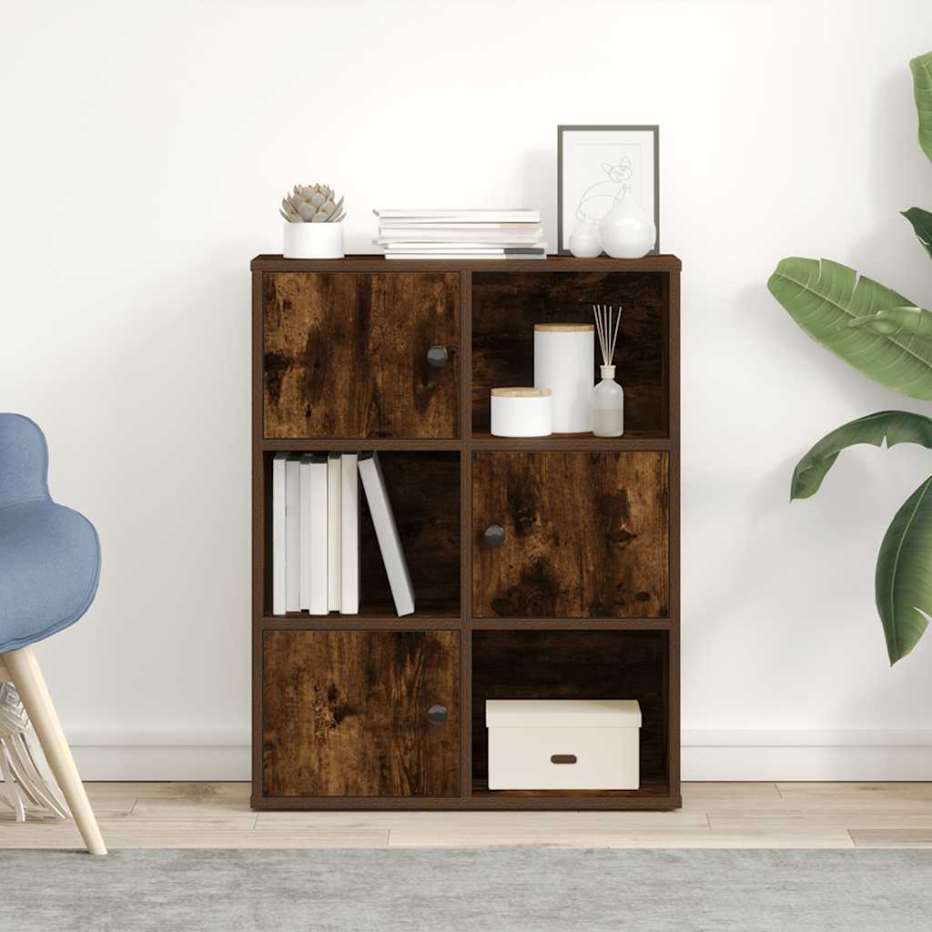 vidaXL Bookcase Smoked Oak 60x24x76,5 cm Engineered Wood