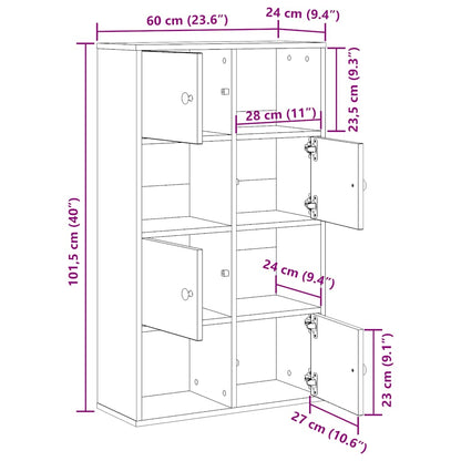 vidaXL Bookcase Concrete Grey 60x24x101.5 cm Engineered Wood