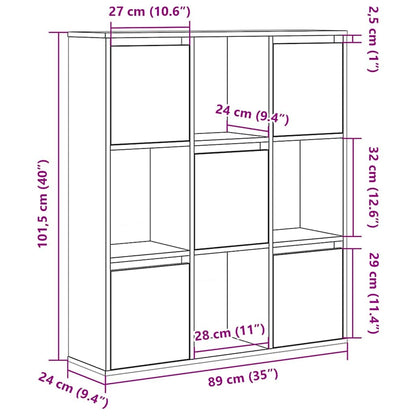 vidaXL Bookcase White 89x24x101.5 cm Engineered Wood