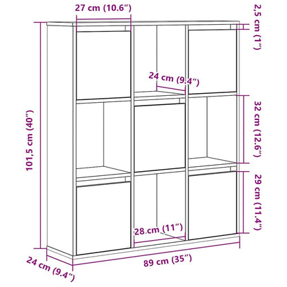 vidaXL Bookcase Sonoma Oak 89x24x101,5 cm Engineered Wood