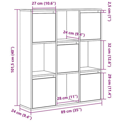 vidaXL Bookcase Grey Sonoma 89x24x101,5 cm Engineered Wood